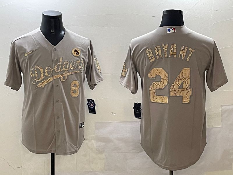 Men Los Angeles Dodgers 24 Bryant Grey Fashion Game 2025 Nike MLB Jersey style 306